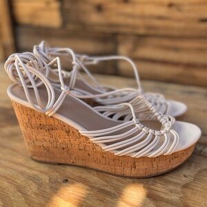 SUN + STONE | Tie Up Wrap Cork Sandal Heels 11